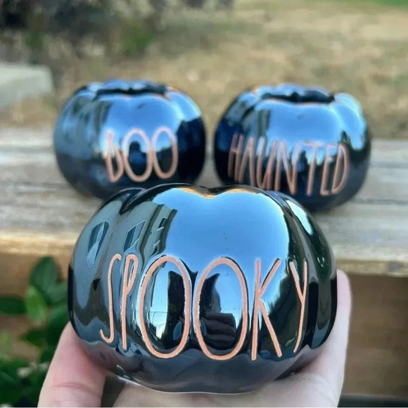 NEW Set of (3) Rae Dunn BOO/SPOOKY/HAUNTED Holders WITH the battery candles! - Picture 4 of 16